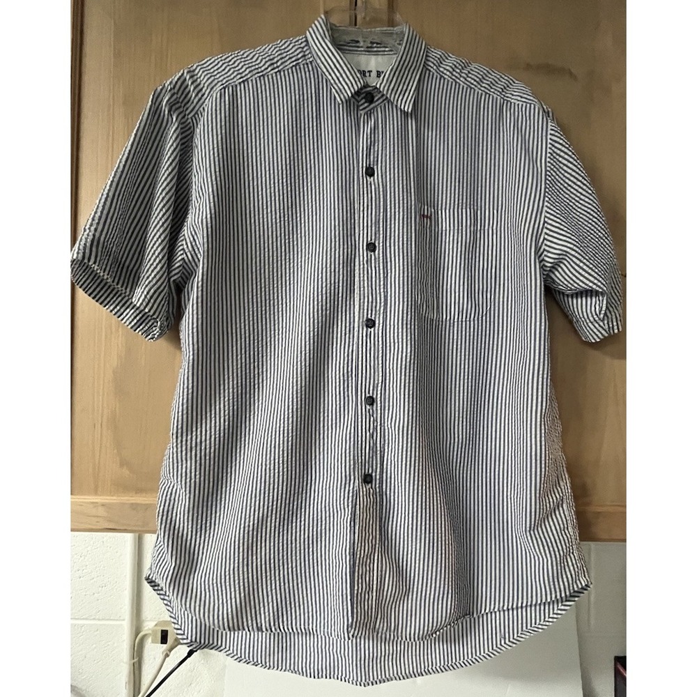 Newport Blue‎ Crewed Charters SS Button Up Seersucker XL Blue/White